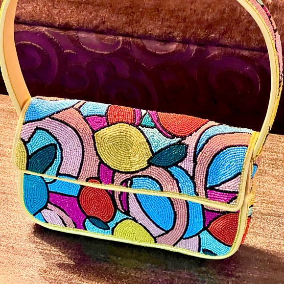 🌺🎉HP🎉🌺 NWOT Staud Beaded Tommy Bag Citrus 🌟Rare Find🌟 - Picture 2 of 16